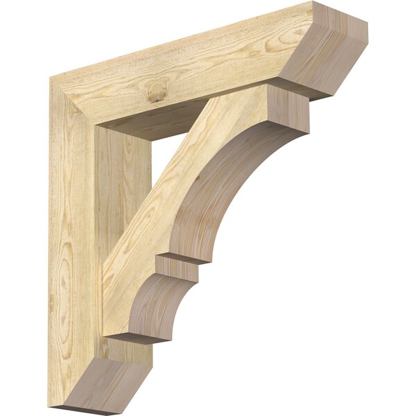 Ekena Millwork Balboa Slat Rough Sawn Bracket w/ Offset Brace, Douglas Fir, 8"W x 32"D x 32"H BKT0806X32X32BOA06RDF - main
